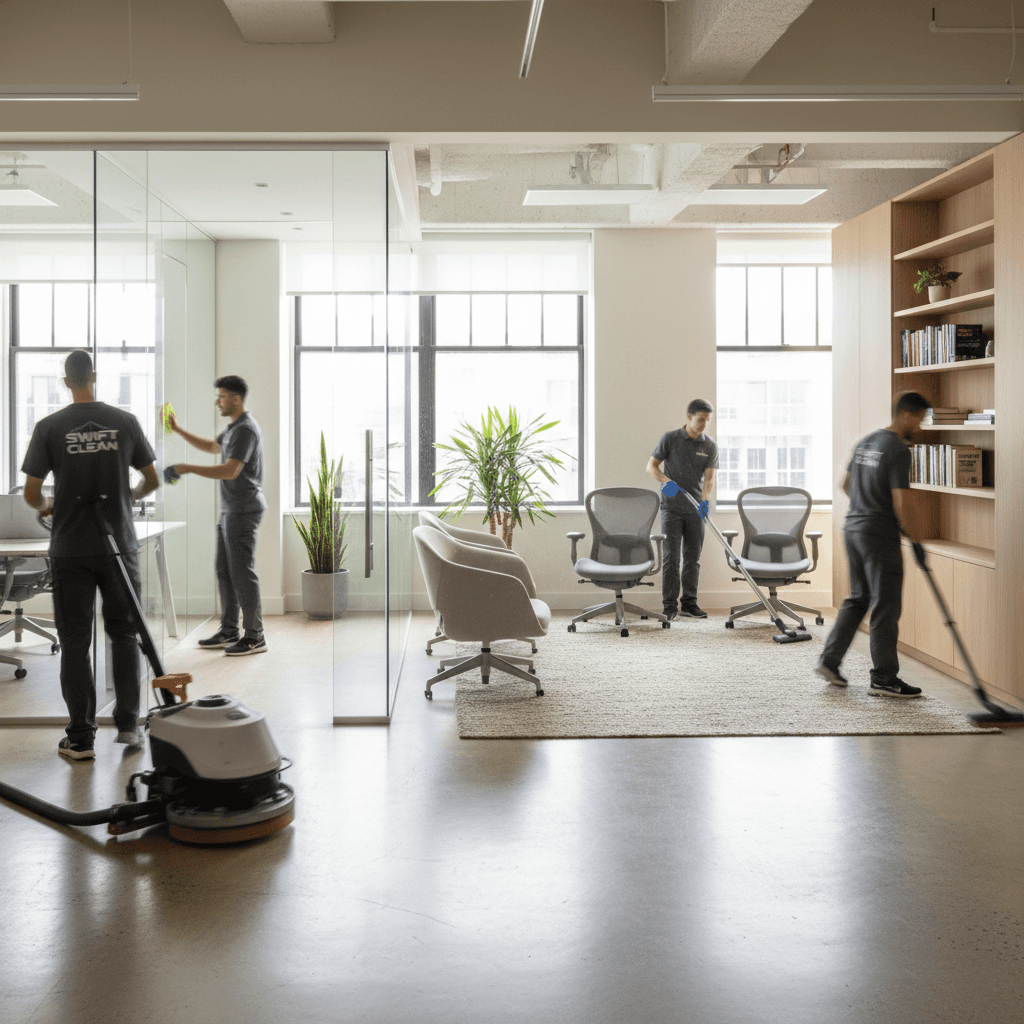 Cleaning team adapting to different spaces and tasks