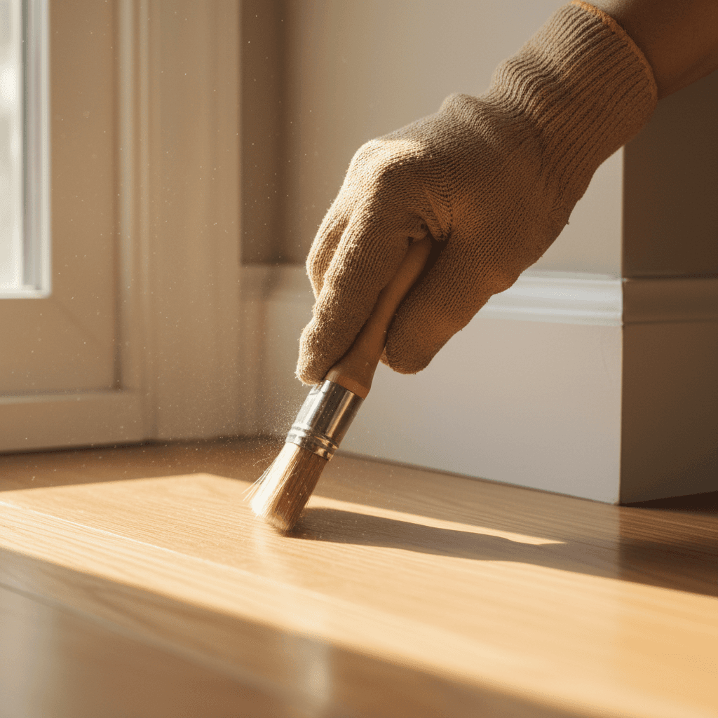 Detail work on baseboards and trim