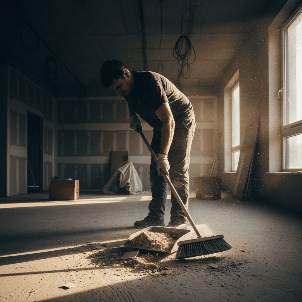 Construction site cleanup and debris removal process