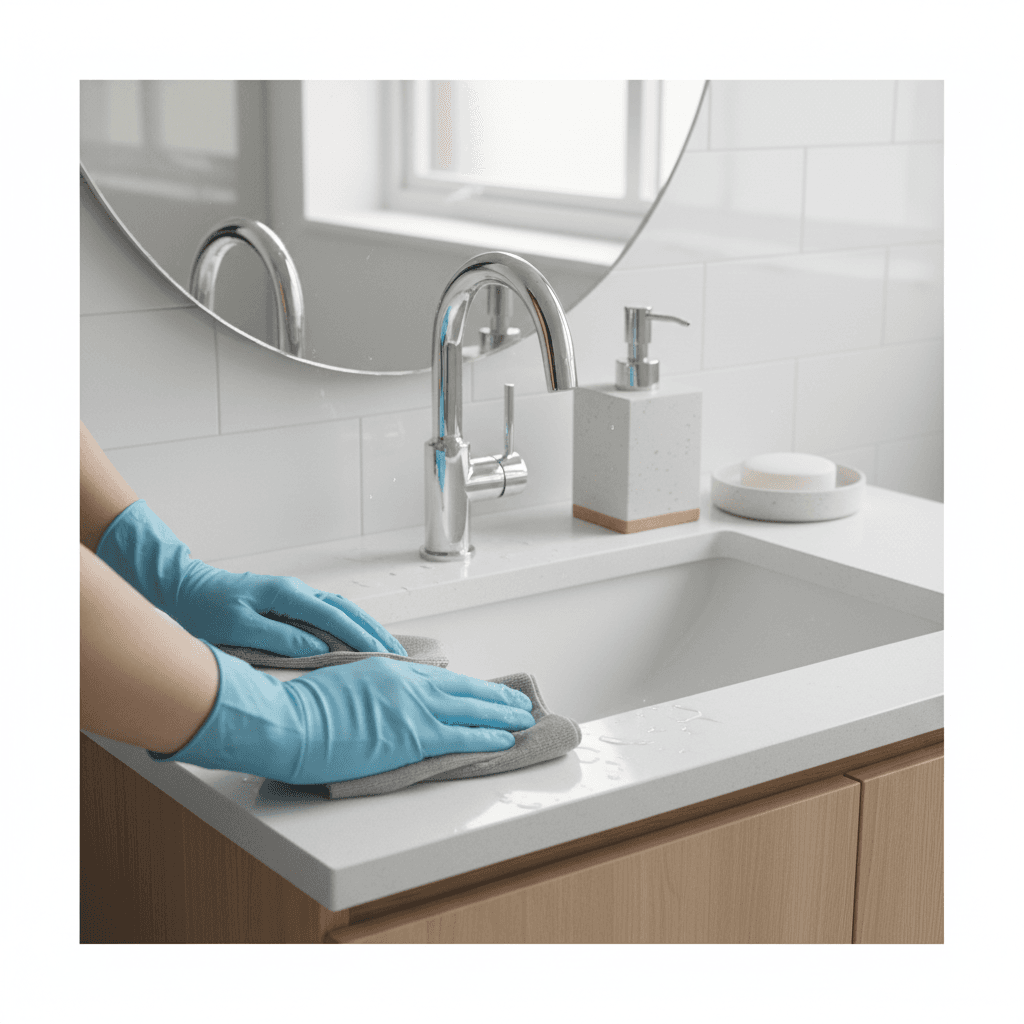 Detailed bathroom cleaning and sanitization
